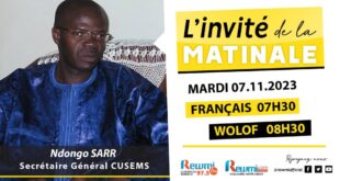 Invite de la Matinale ! Avec Ndongo SARR SG CUSEMS 07 Novembre 2023 Fr