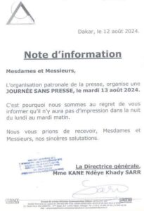 Au Sénégal: Une journée sans presse, contre les difficultés 2 WhatsApp Image 2024 08 12 at 13.46.28