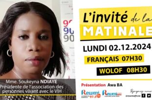 Invite de la Matinale ! Avec Mme. Soukeyna NDIAYE 02 Décembre 2024