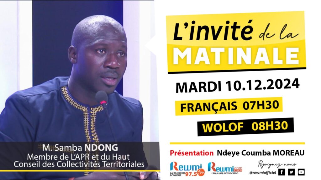 Invite de la Matinale ! Avec M. Samba NDONG 10 Décembre 2024 Wlf 2 Invite de la Matinale ! Avec M. Samba NDONG 10 Décembre 2024