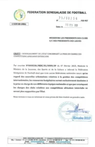 Financement des compétitions africaines des clubs: L’Etat du Sénégal se retire 2 LETTRE MJSC
