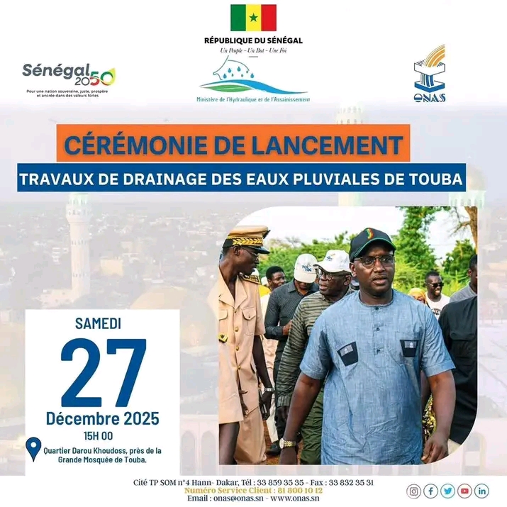 Gestion des inondations à Touba : Un projet de 15 milliards FCFA pour le drainage des eaux pluviales lancé ce samedi 1 1766757965152