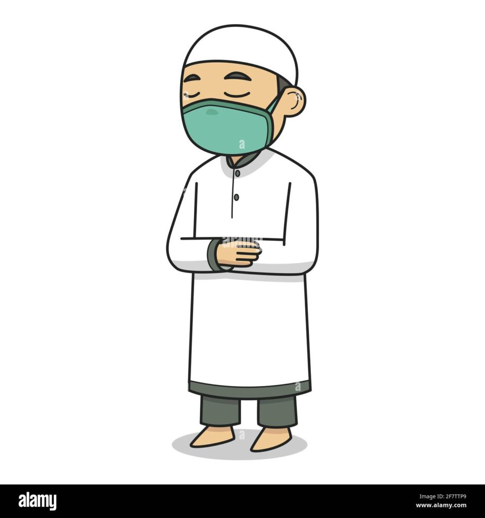 GO : Prière pour mon imam 1 masque de port de personnage imam illustration vectorielle illustration du livre pour enfants 2f7ttp9