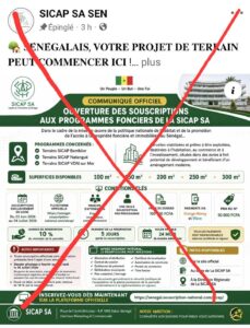 AVIS A LA clientèle, une page Facebook utilise de manière frauduleuse les informations sur les programmes immobiliers de la SICAP SA depuis ce jour. 4 SICAP SA3
